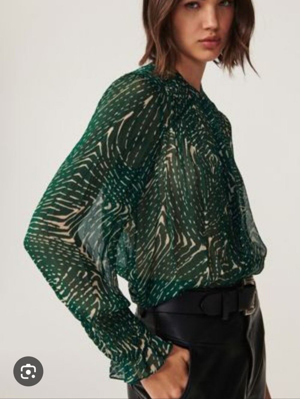 BA&SH I 0 (S) Gate Blouse I green & white